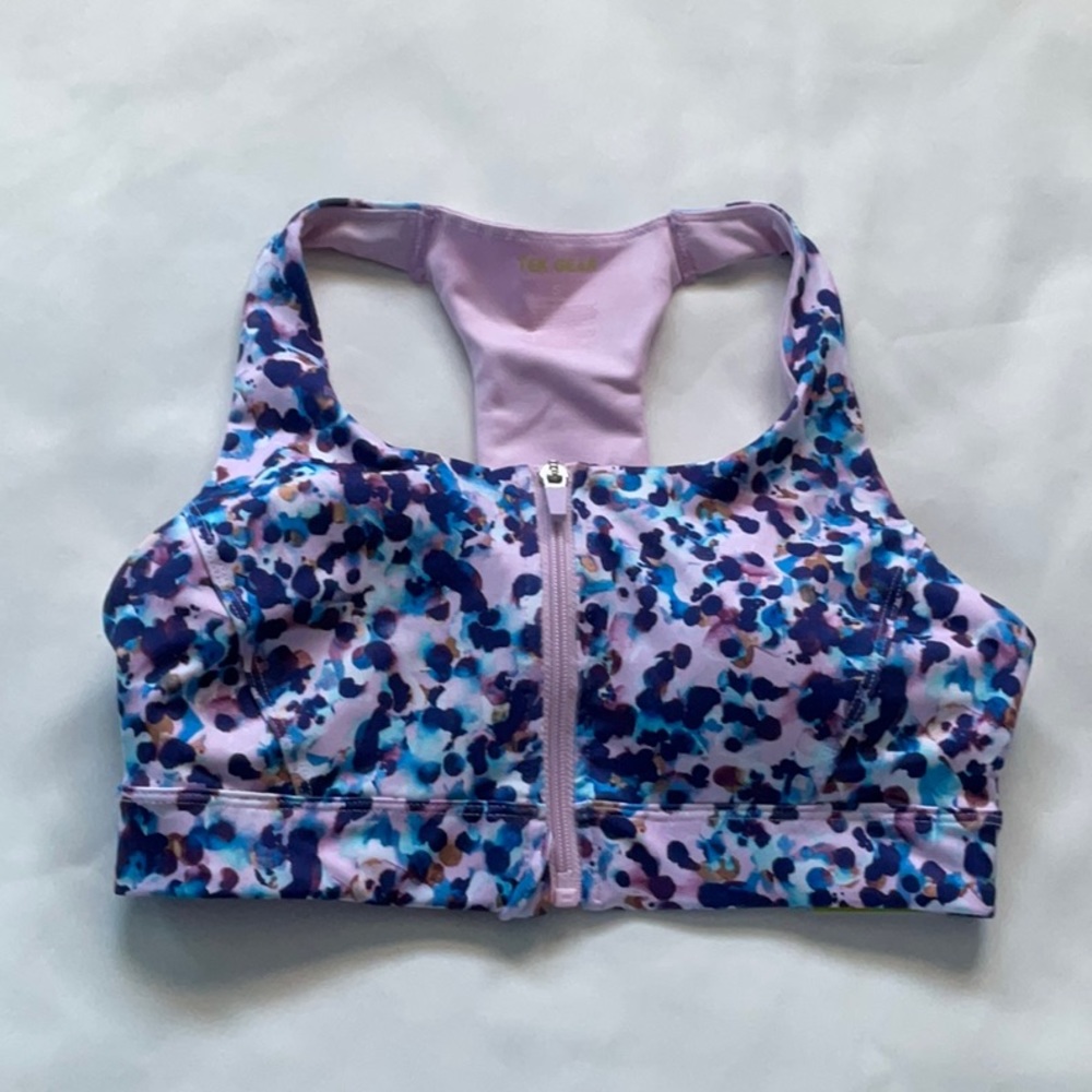 Tek Gear Medium impact zip‎ front sports bra purple size S